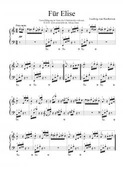 Für Elise (Ludwig van Beethoven) Klaviernoten mit Fingersatz